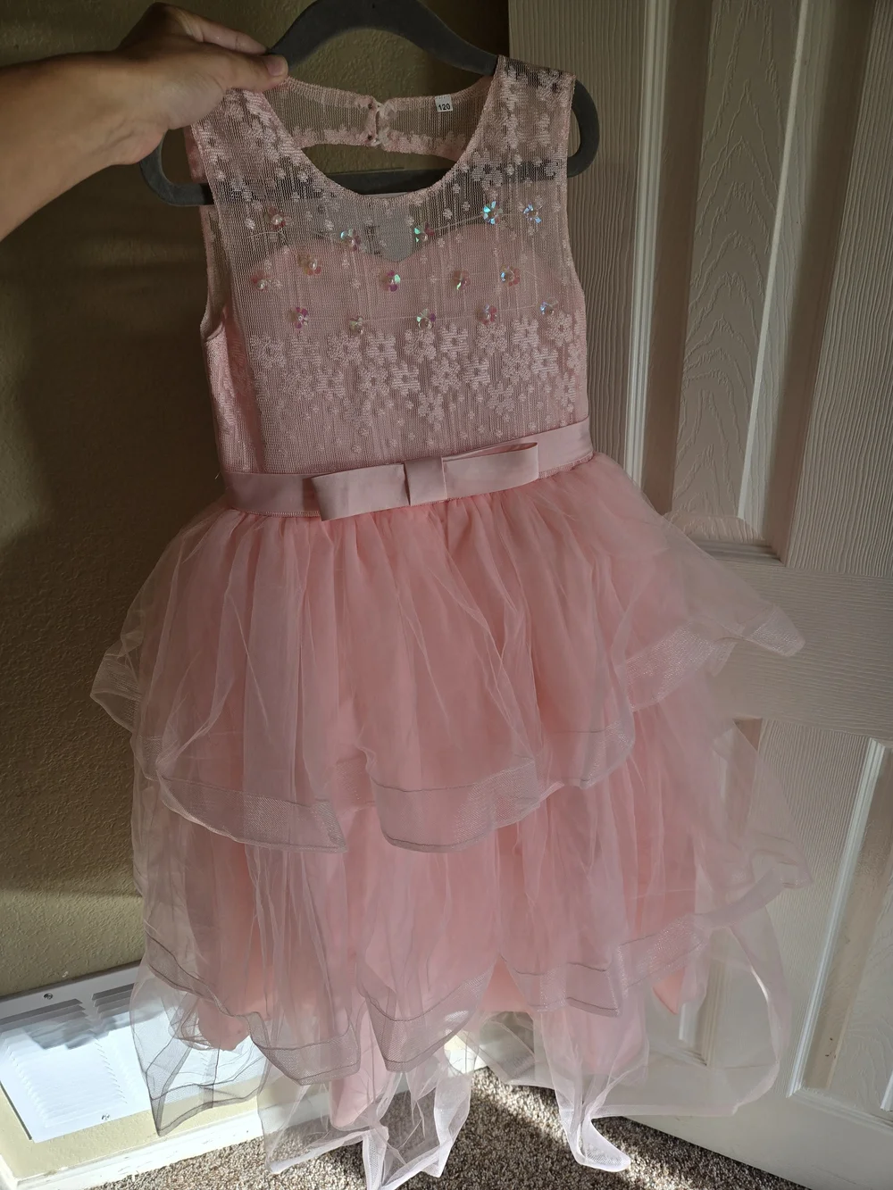 Girls' Pink Lace & Tulle Layered Party Dress